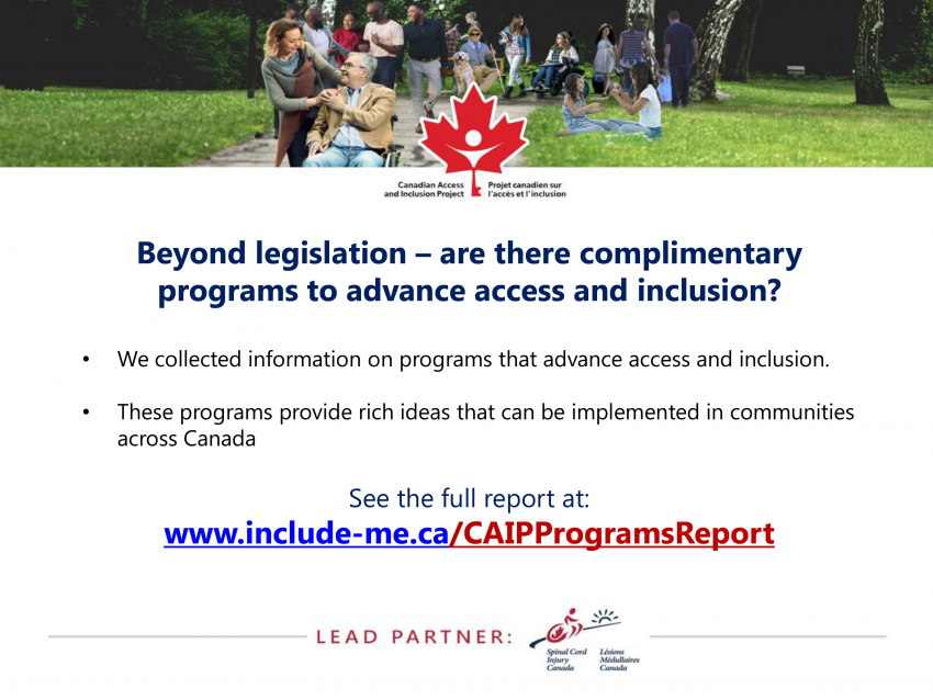 Beyond legislation – are there complimentary programs to advance access and inclusion?