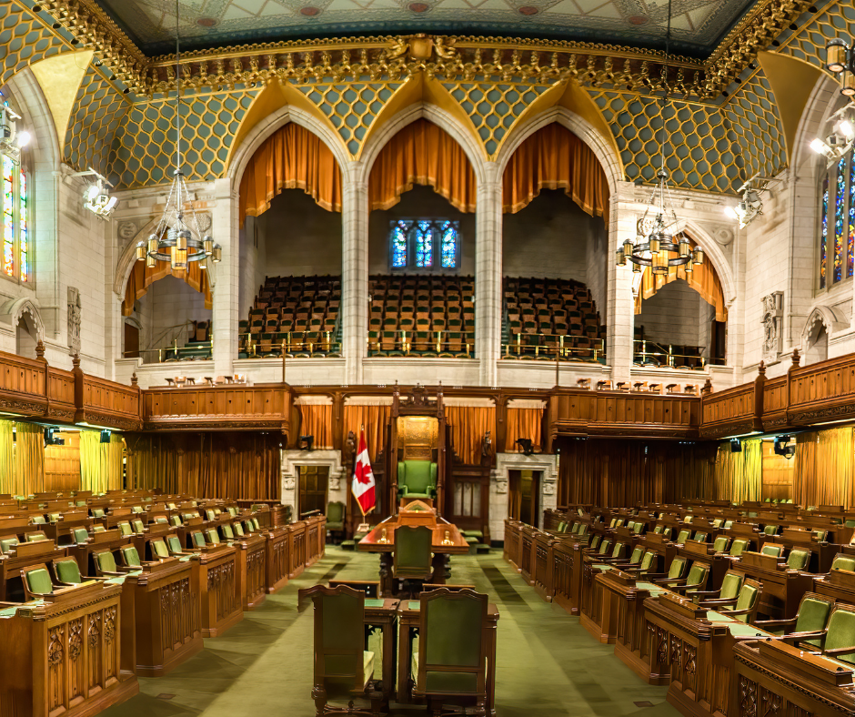 an empty chamber of the House of Commons in Canada