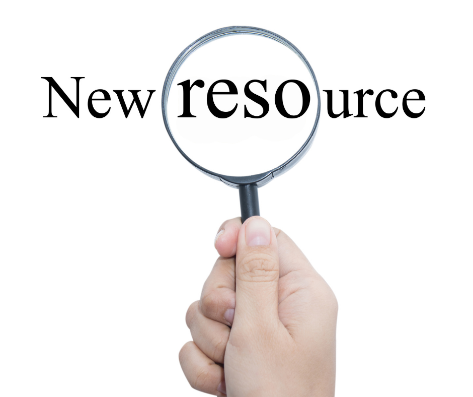 A magnifying glass highlighting the words New Resource 