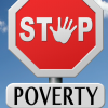 A stop sign with the word STOP on it and the word POVERTY below it.